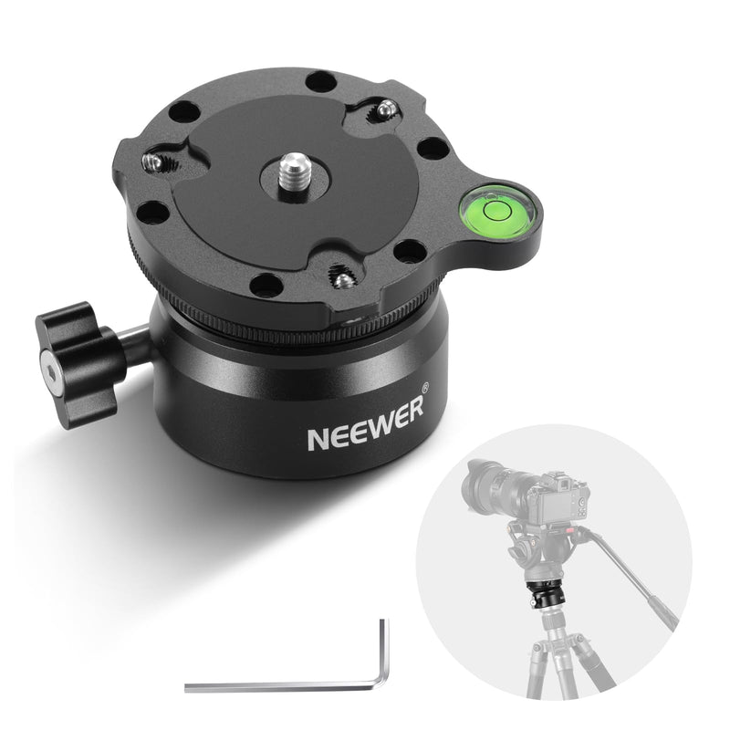 NEEWER Tripod Leveling Base (⌀60mm) Camera Leveler, Aluminum Adjusting Tripod Head Plate with -15°/+15° Tilt, Bubble Level, 1/4" 3/8" Screw Compatible with Canon Nikon Sony DSLR & Camcorder, GM15