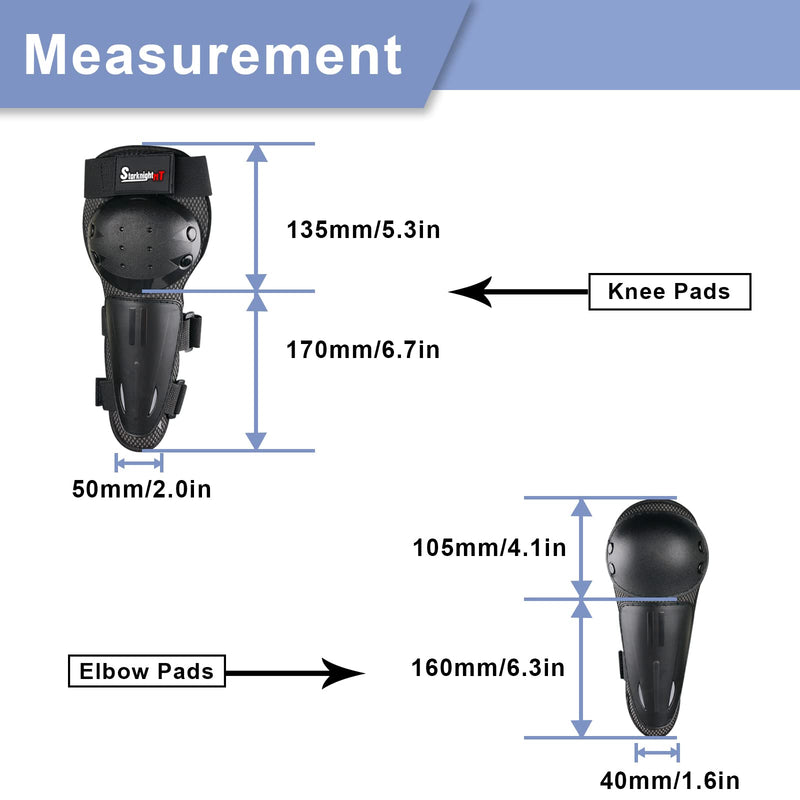 Kids Dirt Bike Elbow Knee Pads StarknightMT Protective Shin Guards Gear Set for Youth Motorcycle Motocross Mountain Biking Skateboard Skiing Skating Black 4pcs