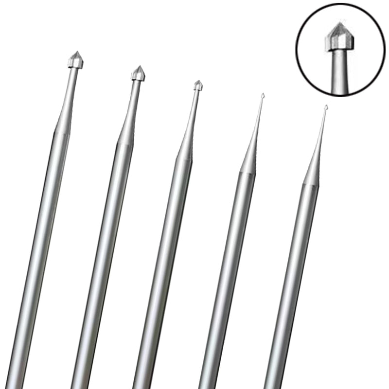 24 Pcs Jewelry Burr Sets, 3/32'' Shank Round Ball Burs, Stone Setting Bits, Round Shape Cup Burr, 90º Hart Burs and Bud Bur Kits for Lapidary Marking