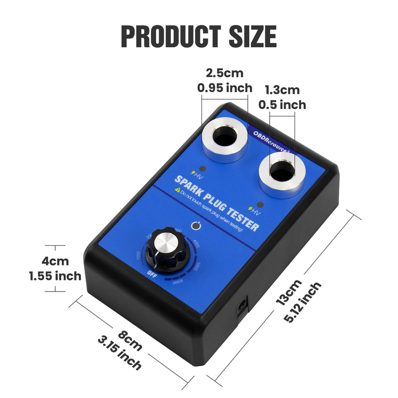 Spark Plug Tester, Dual Holes Automotive Engine Ignition Coil Tester 0 to 6000RPM Adjustable Working Frequency Car Motorcycle Spark Tester Tool for 12V Gasoline Vehicles Spark Plug Socket CC0163-DE2
