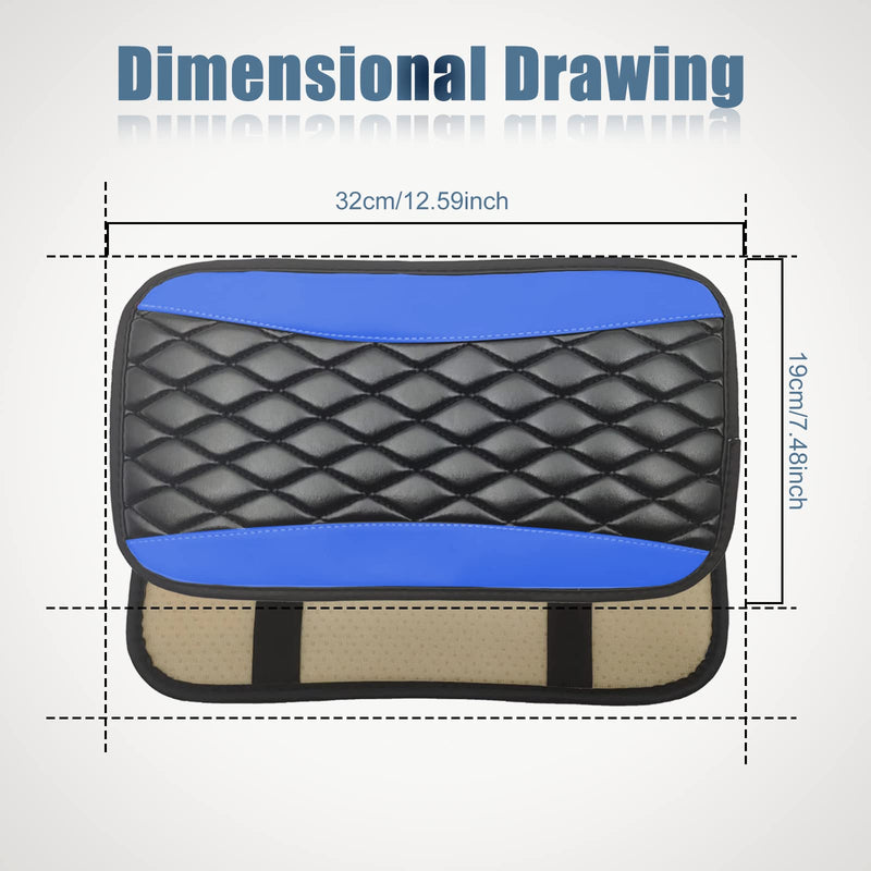 Car Center Console Cover, Universal Leather Waterproof Armrest Seat Box Cover Protector, Comfortable Car Decor Accessories Fit for Most Cars, Vehicles, SUVs -Blue blue