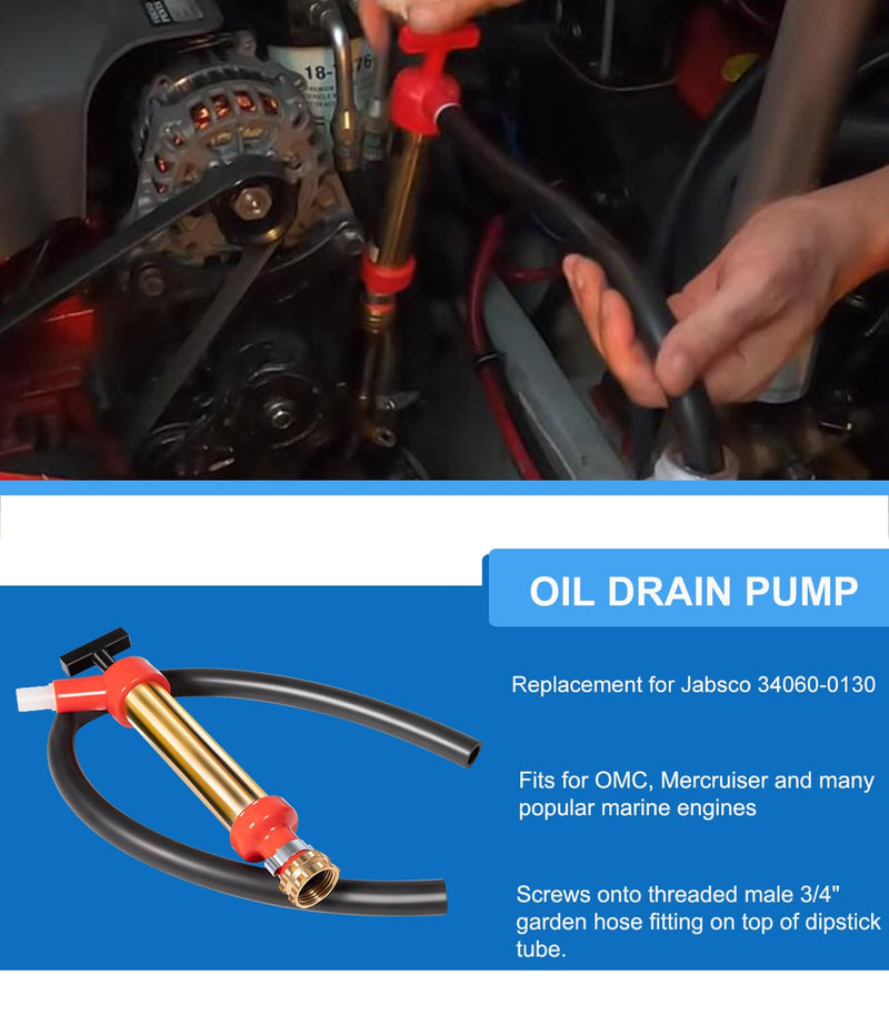 Yoursme 34060-0130 Marine Engine Oil Drain Hand Pump Boat Oil Change Pump Fits for OMC, Mercruiser, Brass,10.25" Long, 1.25" Diameter