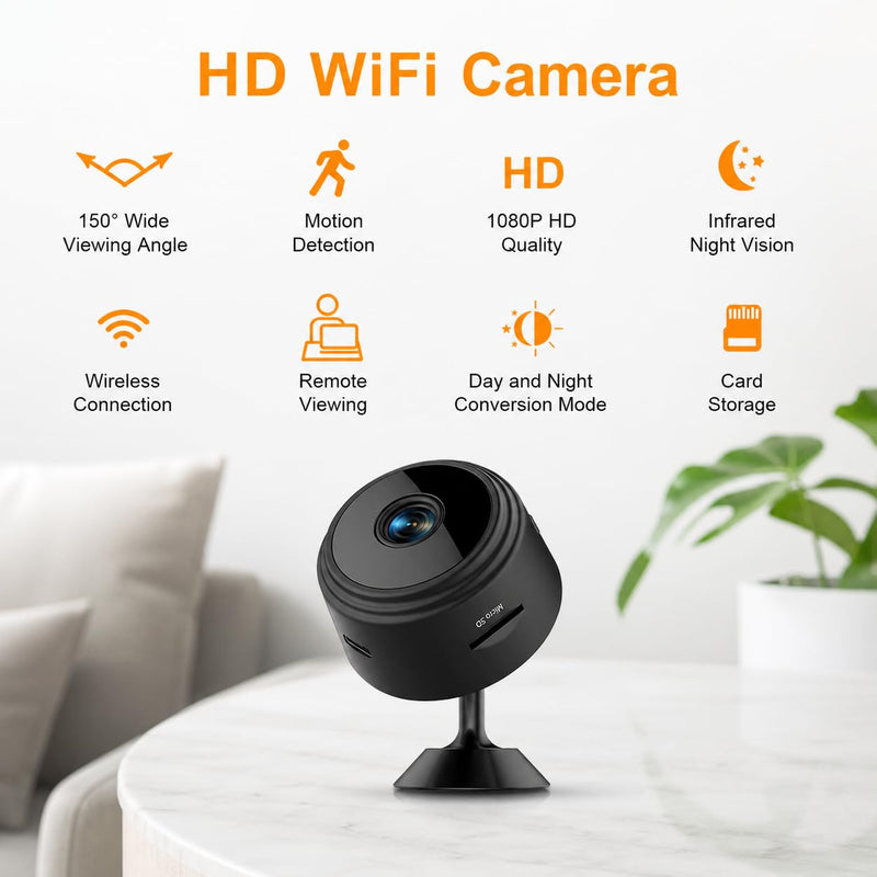 Hidden Camera，Spy Camera,1080p HD Mini WiFi Cam with Night Vision | PIR Motion Detection - Nanny Cam for Baby/Pet/Home/Office Black
