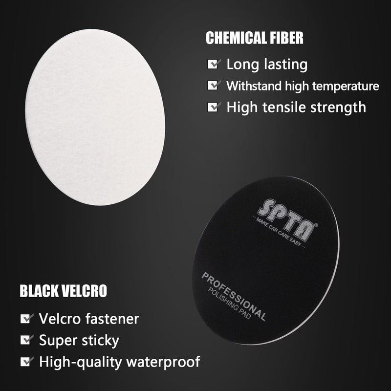 SPTA 5 Pcs 5''(125mm) Car Glass Polishing Discs Microfiber Polishing Buffing Pad - Glass Scratch Removal Kit for Correcting Damaged Windows, Removing Stubborn Waterspots 5 Inch(125mm)