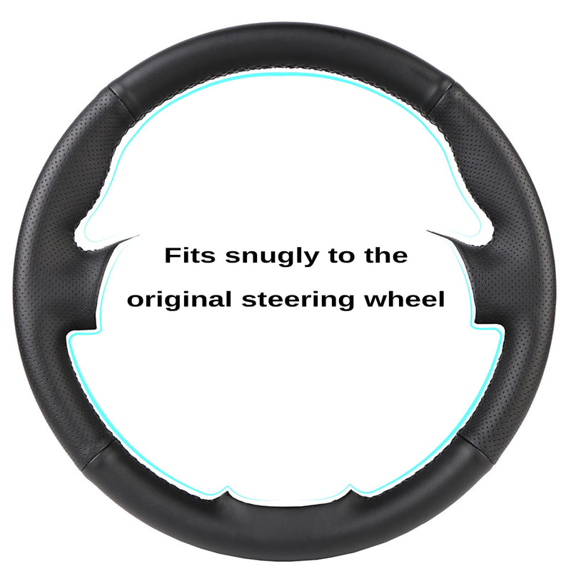 Car Steering Wheel Cover Microfiber Leather Stitch Wheel Wrap Fit for Honda Civic Civic 9 2012 2013 2014 2015,Black Black Thread