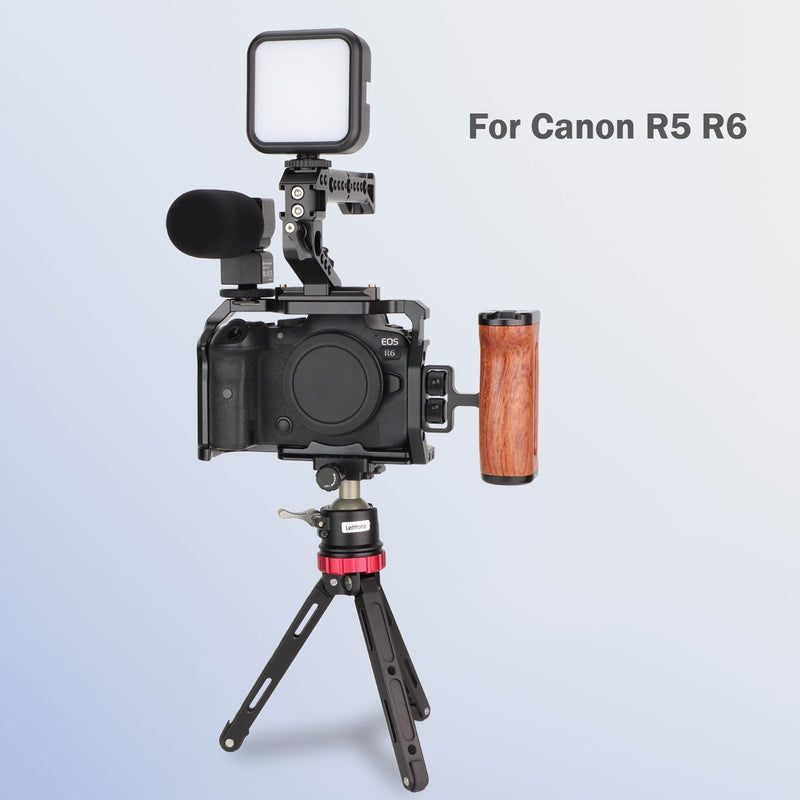 Camera Full Cage for Canon R5 R6 Mirrorless,Extension Mount Microphone Fill Light Bracket Filming Accessories,with Cold Shoe