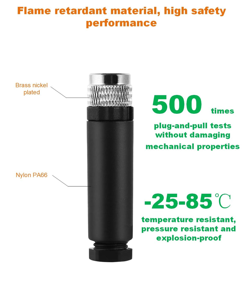 M8 3-Pin Male & Female Aviation Wire Connector, Waterproof IP67 Panel Mount Connector, 8mm Industrial Circular Sensor Interface, A-Coded, Durable for Outdoor Use, 8-Pack 3pin 4 Male & 4 Female