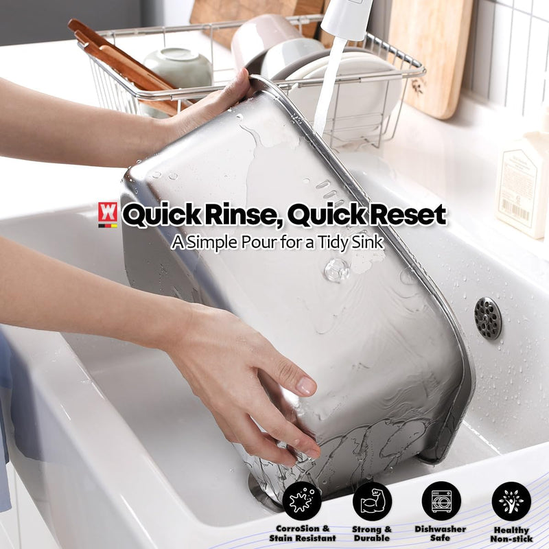WAGENSTEIGER Portable Stainless Steel Washing-Up Bowl 10L (2.64 Gal), Large Multipurpose Dishpan for Kitchen Sink, Camping & Outdoor Dish Tub (Washing-Up Bowl) 1655