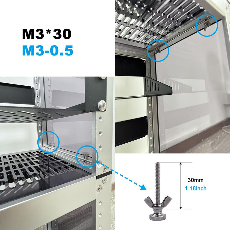 GeeekPi 304 Stainless Steel Butterfly Nut and Butterfly Screw for DeskPi RackMate T0/T1/TT Server Cabinet
