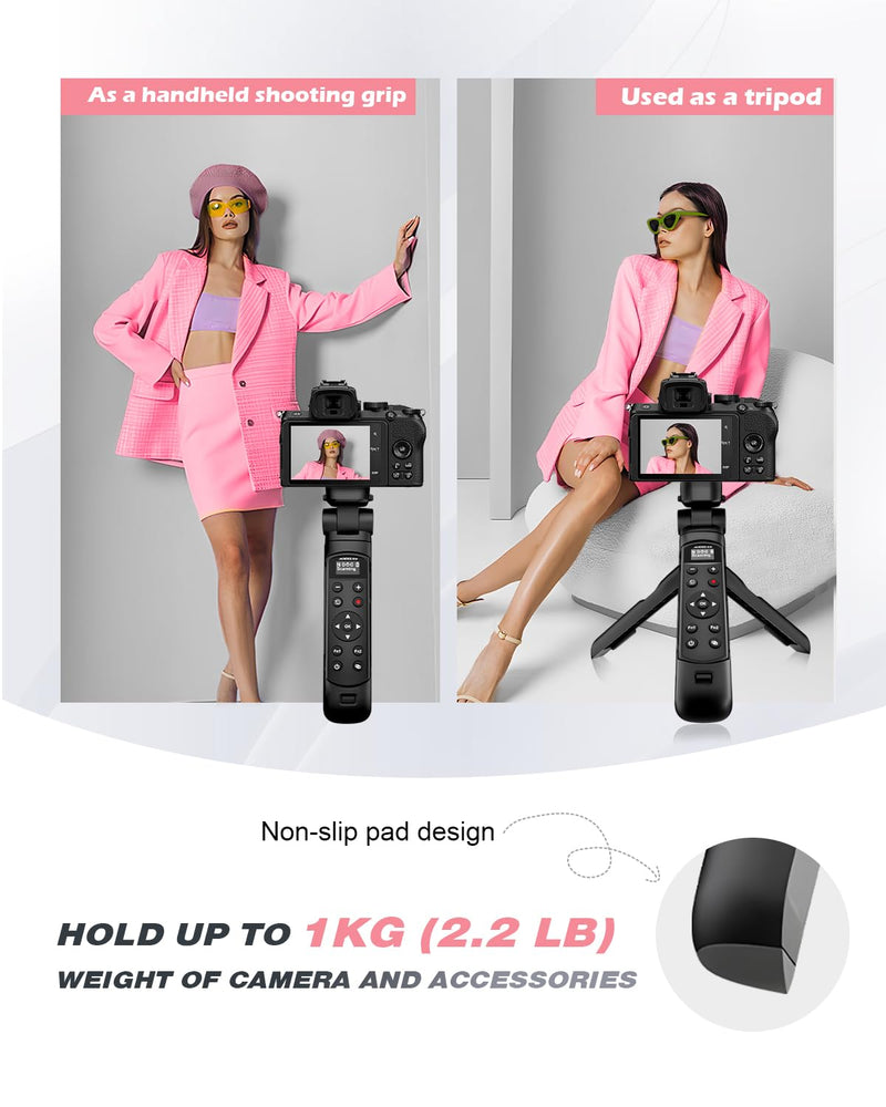 for Nikon Tripod with Rechargeable Remote Control - Aodelan Wireless Shooting Grip with OLED Screen Mini Tripod for Vlogging for Nikon Z6III,Z30,Z50,Z50II,Zfc,Zf,Z6II,Z7II,Z5,Coolpix A1000,B600,P1000