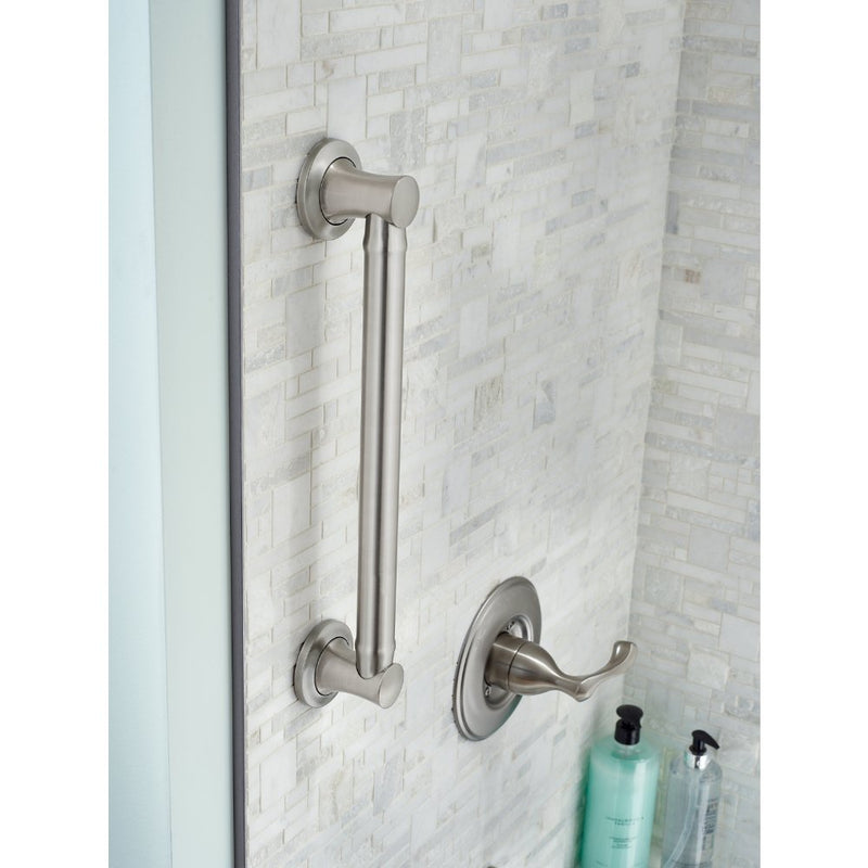 Delta Carlisle (1-Pack) 16' Shower Grab Bar Seniors ADA Compliant Satin Nickel 450 lb Capacity Bathroom Safety Handle for Shower, Bathtub | Wall Mounted Balance Assist, Grip DCL5916-BN 16 Inch 1