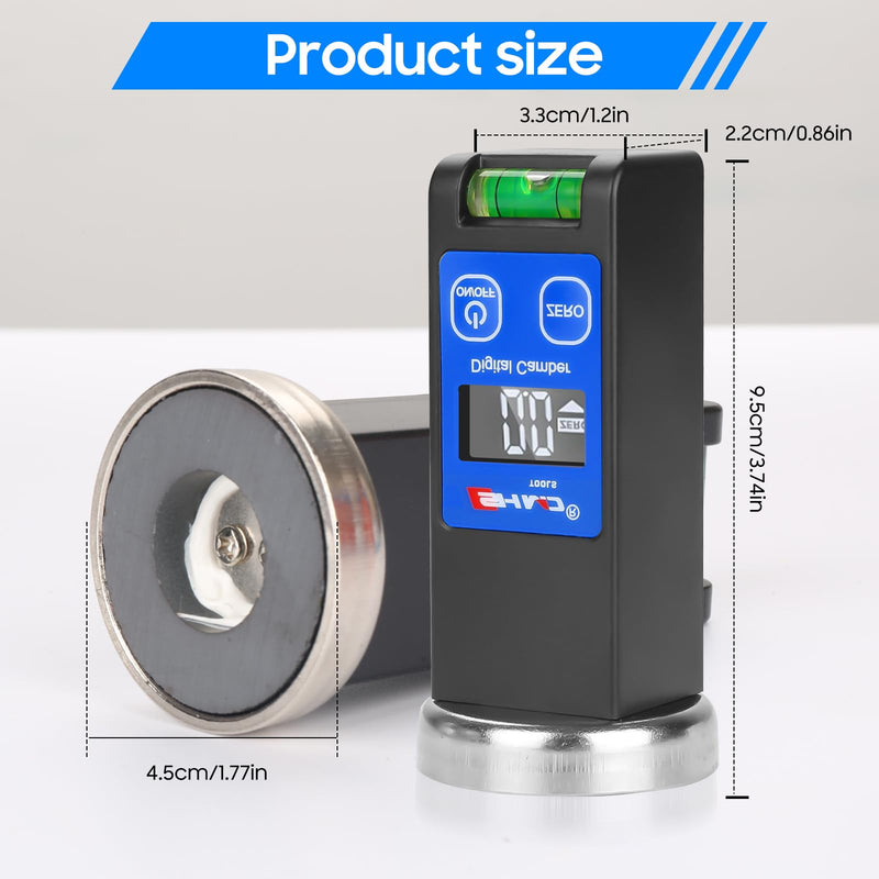 Camber Gauge Digital Wheel Alignment Tool, -90° to +90°, Caster Camber Gauge with Magnet Base, LCD Display & Reset Key