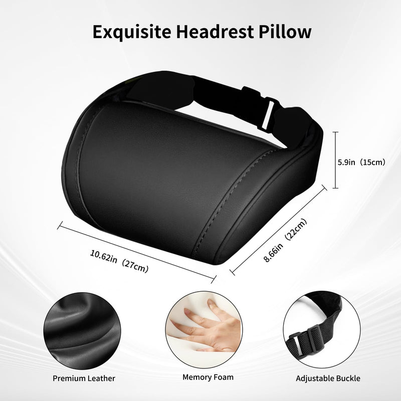 Car Neck Pillow for Tesla Model Y/3/S/X/Cybertruck Memory Foam Headrest Pillow Ergonomic Design Neck Support Seat Headrest Softness Comfortable Car Pillow (Black, 2 Pack) Black