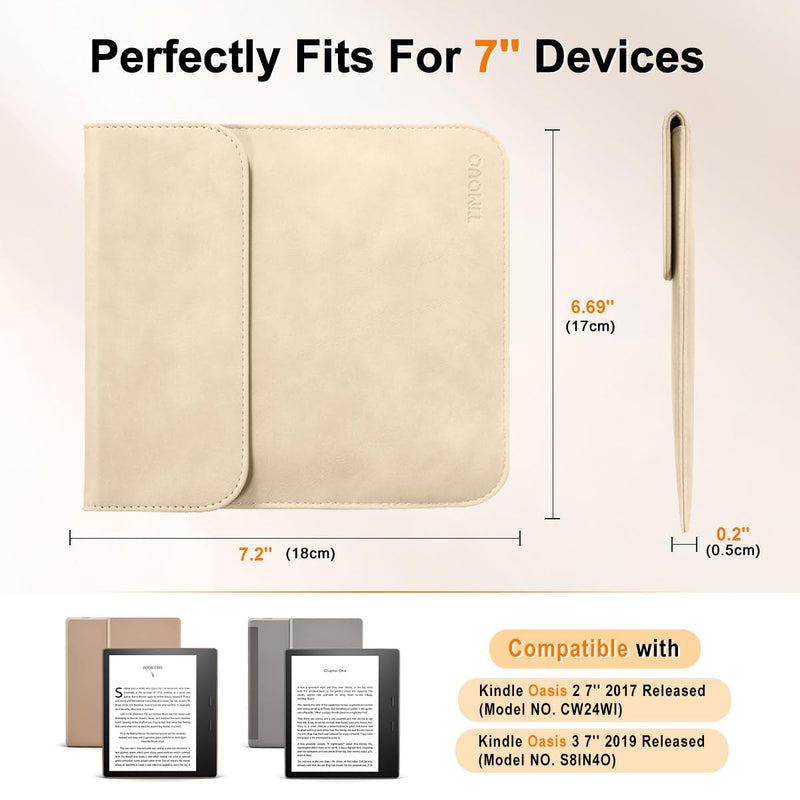 TiMOVO 7 Inch Sleeve for Kindle Oasis, Protective Insert Sleeve Case Cover Bag for Kindle Oasis 10th Generation 2019 / 9th Generation 2017, Apricot