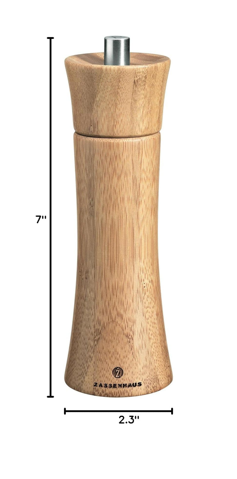 Zassenhaus - M023237 Zassenhaus Frankfurt Pepper Grinder Mill, 7-Inch, Bamboo Pepper Mill