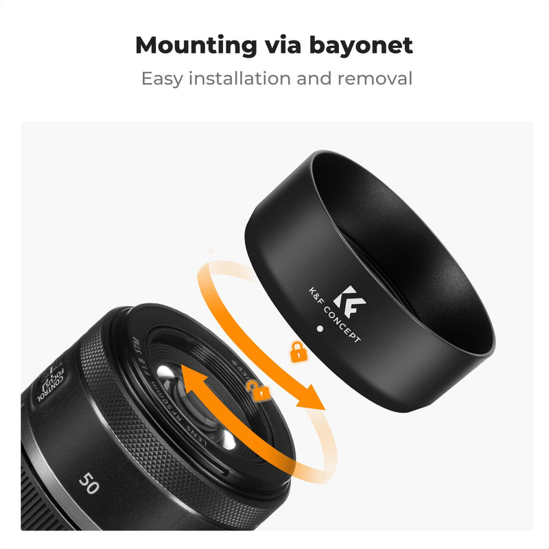 K&F Concept Lens Hood for Canon RF 50mm F1.8 STM Lens, Reversible Snap on Camera Lens Shade Replacement of Canon ES-65B Hood, Compatible with 43mm Filters and Lens Cap