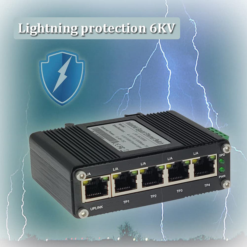 Mini Industrial 5-Port Gigabit Ethernet Switch - Hardened, 10/100/1000Mbps, Din Rail & Wall Mountable (-40 to 167 F), 10Gbps Switching Capacity Cent-S-005