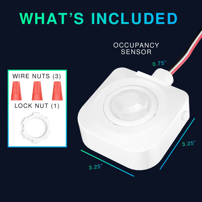 Single Pack Ceiling Occupancy Motion Sensor, Passive Infrared Technology, High Bay Fixture Mount 360 Degree, Hard-Wired, 120-277 VAC, Commercial, Industrial Grade Occupancy Sensor 1