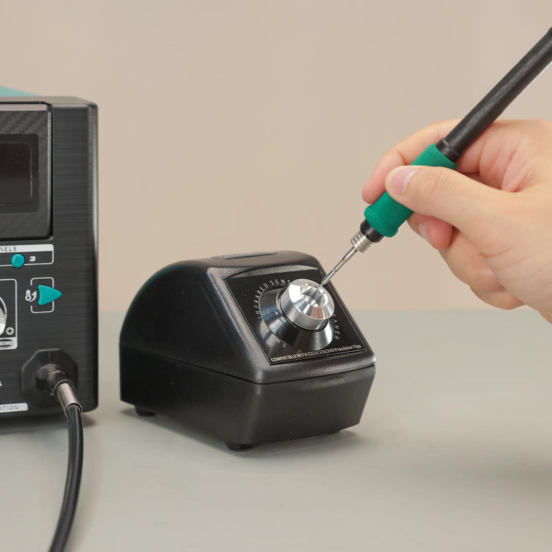 YIHUA 200W Motorized Soldering Tip Cleaner with Infra-red Sensor, 6 Brass Wool Brushes, 12V Power Adapter, Pry Bar – Compact Soldering Iron Tip Cleaner, Compatible with YIHUA C210, C245, C235 Tips
