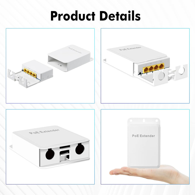 MokerLink Outdoor 4 Port Gigabit PoE Switch/Extender, IEEE 802.3 af/at PoE Repeater, 10/100/1000Mbps, 1 PoE in 3 PoE Out, Powered by PoE, Wall Mount Waterproof POE Passthrough Switch 1000M Outdoor
