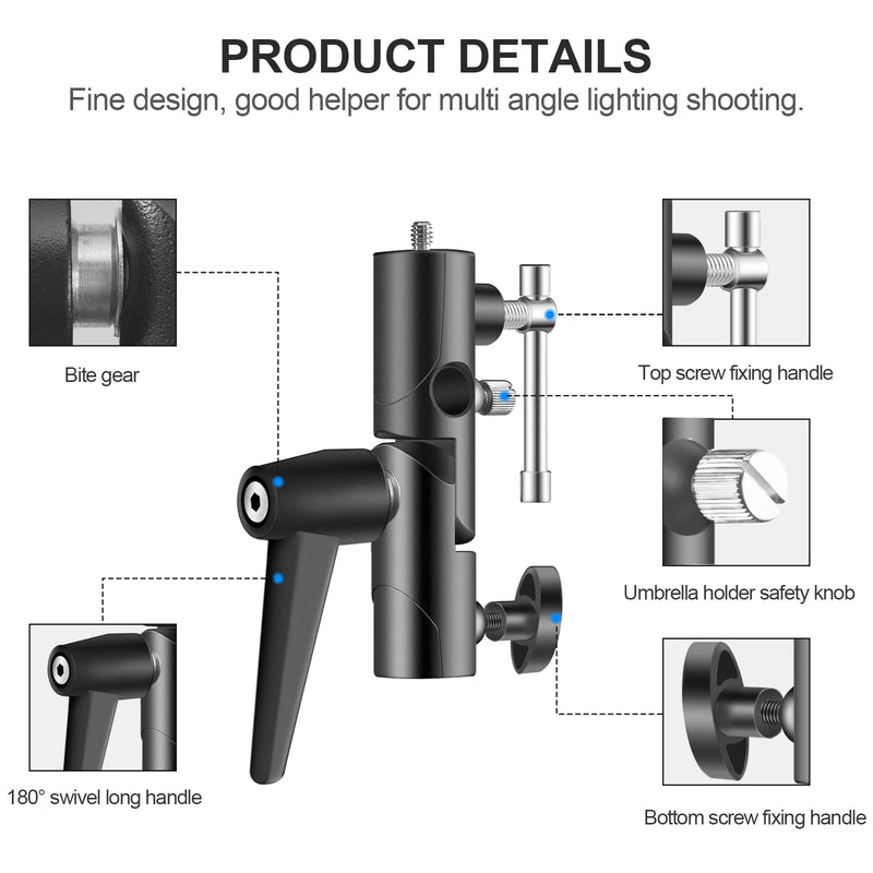 WELLMAKING Flash Speedlite Bracket for Camera - Swivel Design with Umbrella/Reflector Mount, Compatible with Canon, Nikon, Pentax, Olympus, Nissin, Metz and More