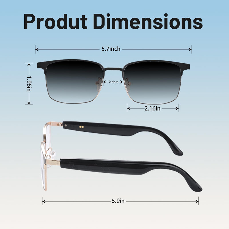 Smart Glasses, Polarized Sunglasses, Bluetooth Glasses for Women Mens, Voice Assistant Audio Open-Ear Headphone Speaker Safety for Iphone/Android/Music/Driving/Fishing Cycling Work Sport UV Protection gold frame