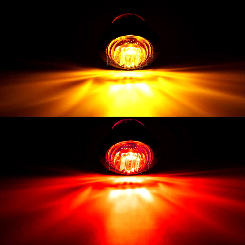 PSEQT 3/4 Inch Trailer Marker LED Lights, Side Clearance Indicators Tail Light Waterproof for Trailer Truck Car Bus Van Pickup RV Wrangler ATV UTV Boat (20pcs Smoked Lens Red & Amber LED) 10Pcs Smoked Red, 10Pcs Smoked Amber