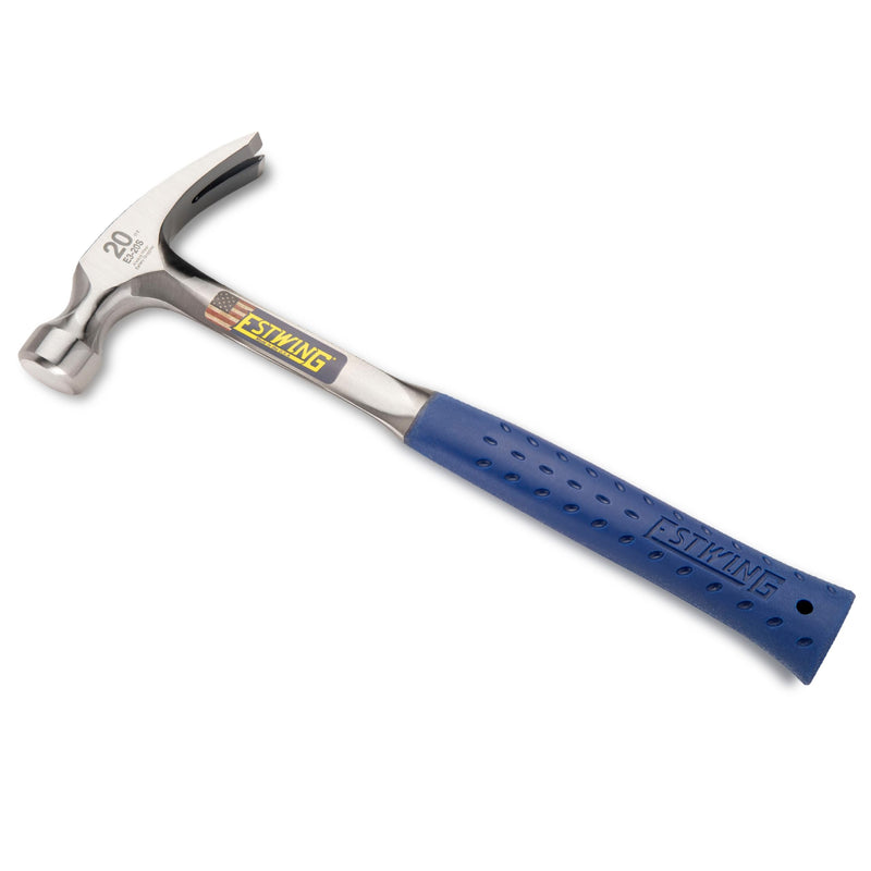 ESTWING Hammer - 20 oz USA Made Straight Rip Claw Hammer with Smooth Face & Shock Reduction Grip - E3-20S 20 oz (Ounces)