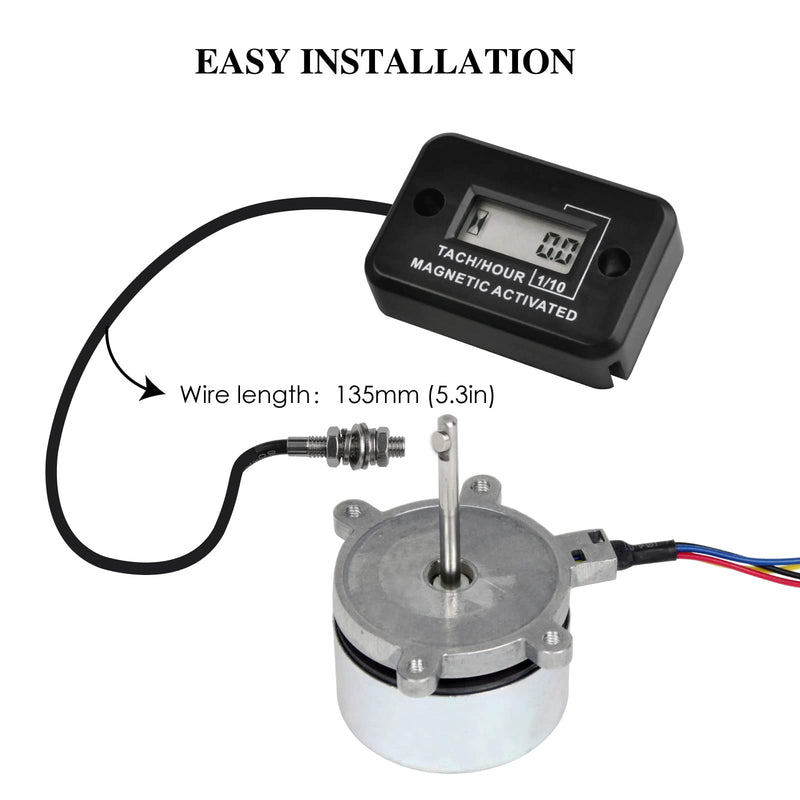 LCD Digital Magnetic Activated Tachometer Hour Meter,Rotating Shaft Hours Meter,Use for Diesel/Gas Engine Motor,Compressors,Motors,Generator or a Host of Other Equipment