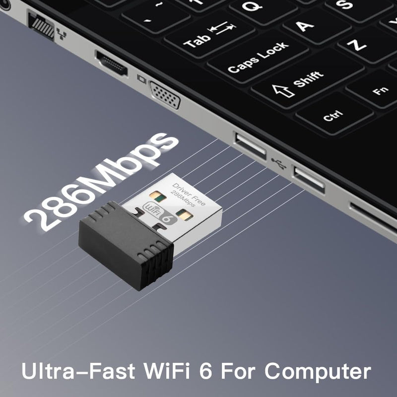 AX300 WiFi 6 Mini WiFi Adapter，2.4GHz Only，Driver-Free USB WiFi Dongle，Support Windows 7/8/10/11, Black, WD-AX286 AX300