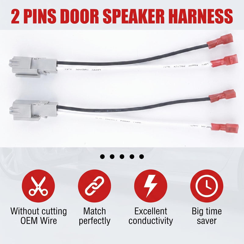 4PCS Car Front and Rear Tweeter Speaker Wiring Harness, Plug and Play Speaker Connector for Aftermarket Audio Upgrade, Compatible with 2021-2024 Bronco and Maverick