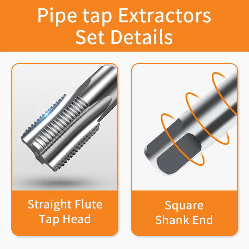 6-Piece NPT Pipe Tap Set, Precision Carbon Steel NPT Tap Set for Clean Accurate Threads, 1", 3/4", 1/2", 3/8", 1/4", 1/8" NPT Tap, Perfect for Plumbers Mechanics DIYers, with Durable Plastic Case 6 Piece 1", 3/4", 1/2", 3/8", 1/4", 1/8" NPT Tap