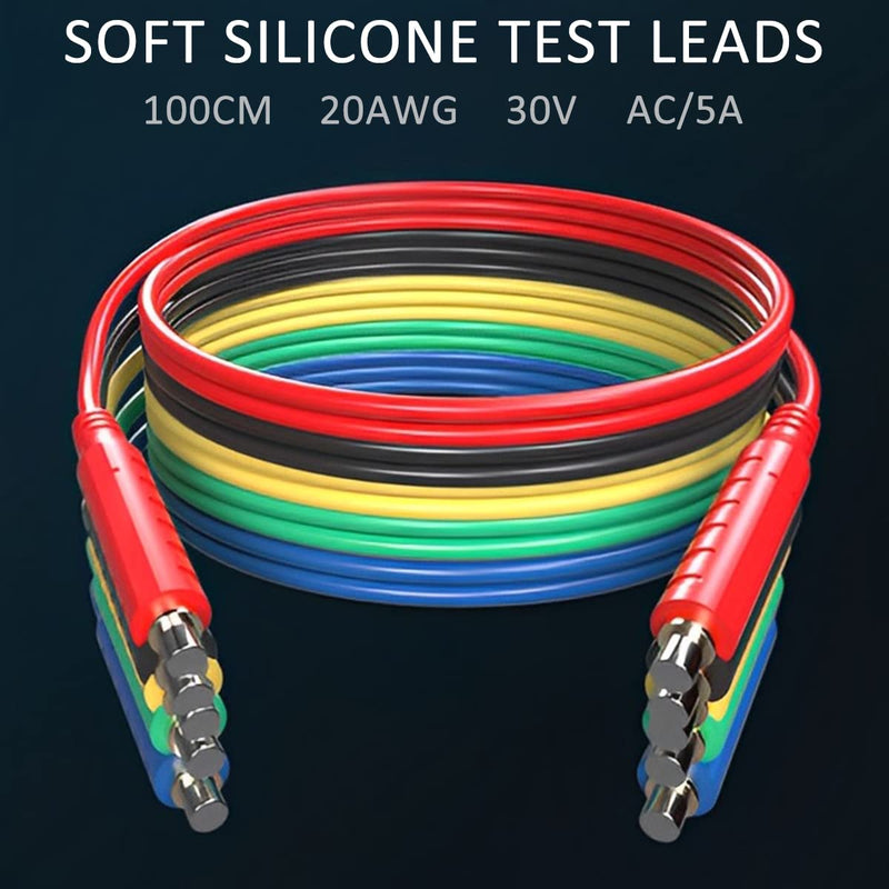 Magnetic Test Leads, 6Pcs Silicone Soft Flexible Magnetic Jumper Wires, 30V AC/5A 20AWG Professional Low Voltage Magnetic Jumper, Professional Jumper Cables for Thermostats, Sensors(1 Set) 1 Set