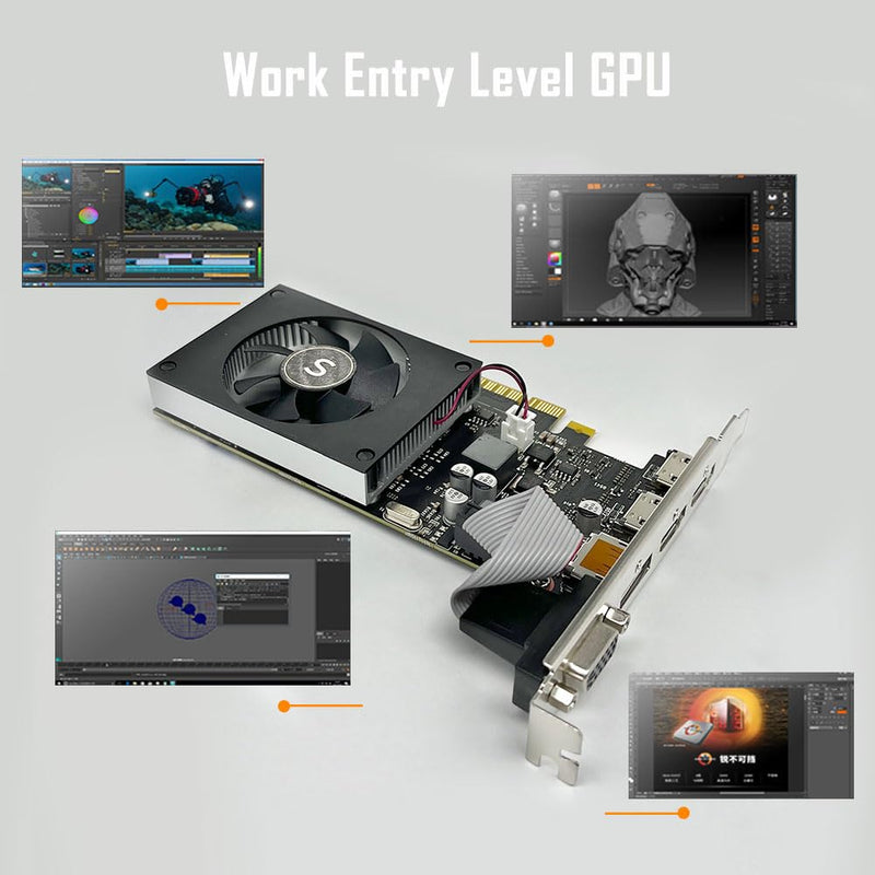 GT 730 4GB Graphics Card, Dual HDMI, DisplayPort, VGA, DDR3 64-bit, Low Profile Video Card PC, DirectX 12, Computer GPU, Low Power, PCI Express x8