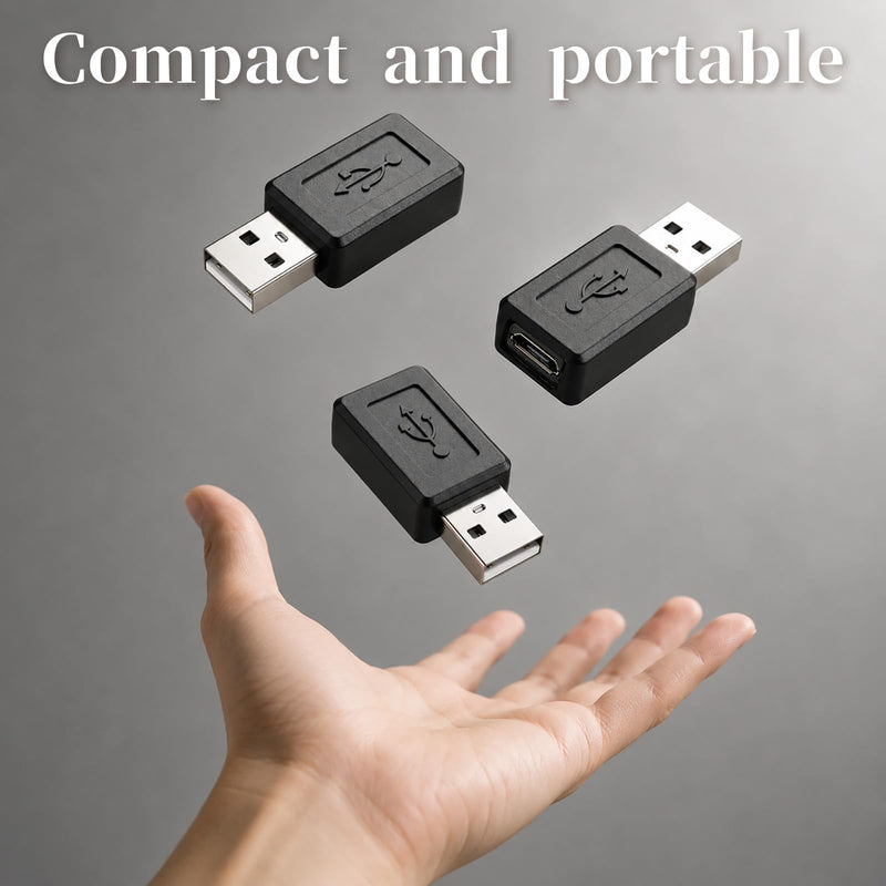 3 Pcs Micro USB to USB Adapter USB-2.0 A Male to USB-Micro Female Adapter Converter Micro USB-Extension Cable for Smartphones Laptop