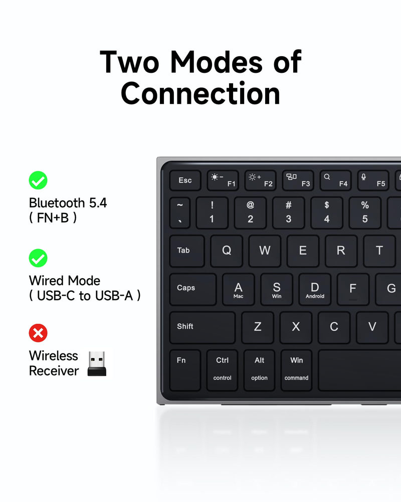 CZUR K5S Bluetooth Keyboard with Touchpad, Wireless & Wired Keyboard | Rechargeable Keyboard with Trackpad for PC/Laptop/Tablet/Phone, Portable Keyboard, for Windows/Mac/Android/iOS