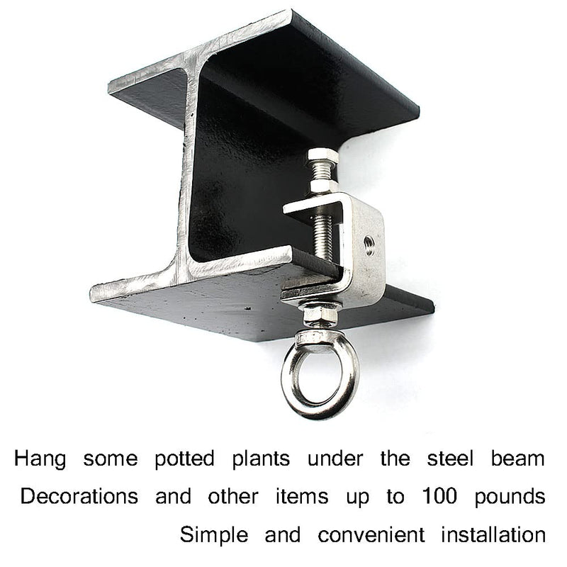 5Pcs C-Clamps;C Clamp Stainless Steel, Beam Clamp.Comes with Stainless Steel Screw Ring That Can Withstand 100 Pounds(medium) Medium