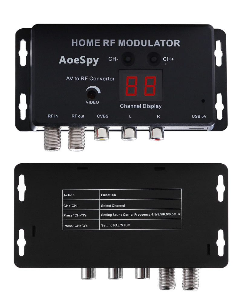 RF Modulator RCA Coaxial Adapter UHF Demodulator Converter w/Antenna (ANT) in/Out & Channel Switch for Roku Fire Stick PS3 PS4 PS5 Cable Box HD Digital AV Composite Video to Analog NTSC Coax TV