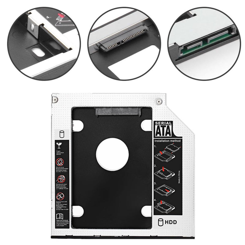 SATA 22Pin Female to Slimline SATA 13P Male HDD 2nd Hard Disk Drive Caddy Enclosure for 9.5mm Universal Laptop CD DVD-ROM Optical Bay 2.5 Slimline SATA Host to SATA Disk Adapter