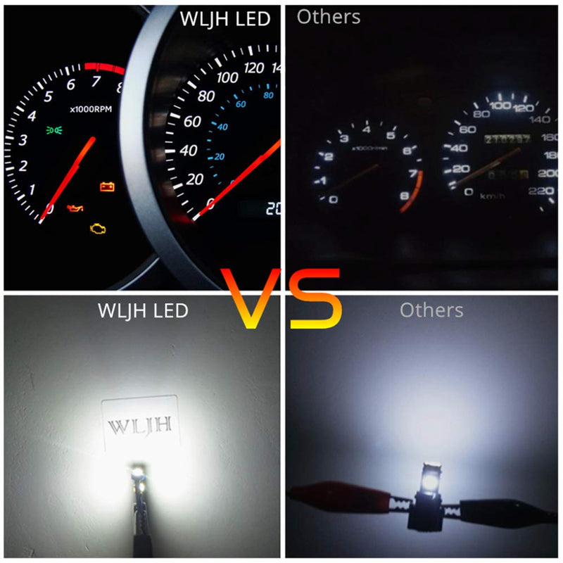 WLJH 10 Pack White Canbus T5 Led Bulb 2721 37 74 Wedge Lamp PC74 Twist Sockets Dash Dashboard Lights Instrument Panel Cluster Leds Car Replacement