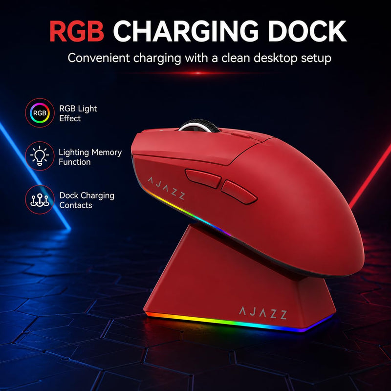 AJAZZ AJ139 V2 MC Tri-Mode Wireless Gaming Mouse, 24K DPI, Red AJ139 V2 MC Red