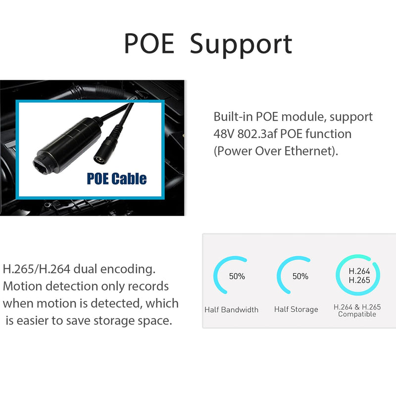 Ultra HD 8MP Mini POE IP Camera,4K Small Indoor Security Camera Fisheye 1.7mm Lens 180° Viewing Angle P2P Remote View CCTV POE Fisheye Cam,H.265 Motion Detection (I706-3-P-HS82) 1.7mm lens black I706-3-P-HS82
