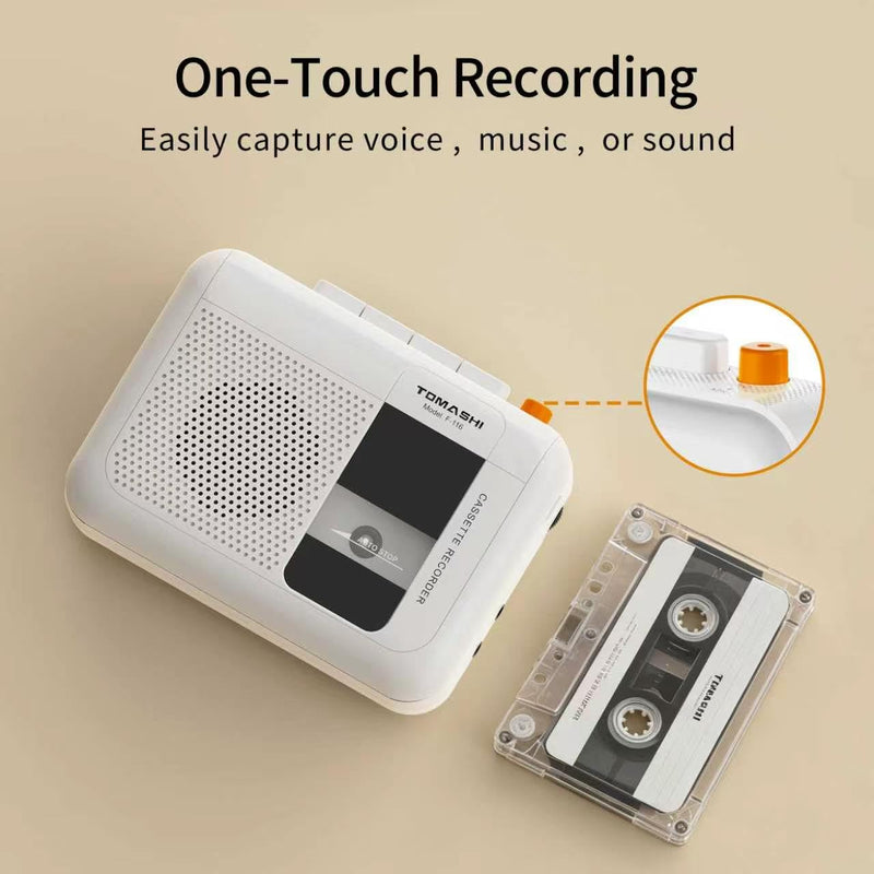 TOMASHI Portable Cassette Player, Tape Recorder, with Build in Microphone/Speaker/Headphone Jack. Fast Forward, Fast Rewind, Auto-Stop