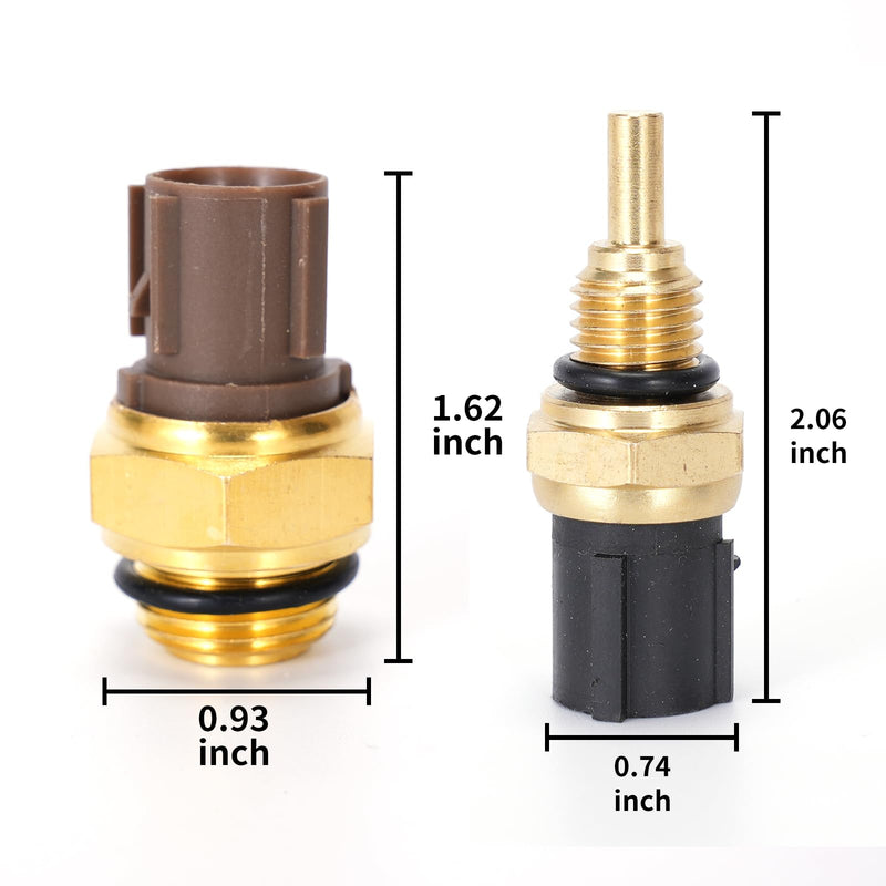 Rldym Engine Coolant Temperature Sensor Temp Sender Kit 37870-PJ7-003 37760-P00-003 for Honda Accord 1992-2002, Honda Civic 1992-2005 2PCS