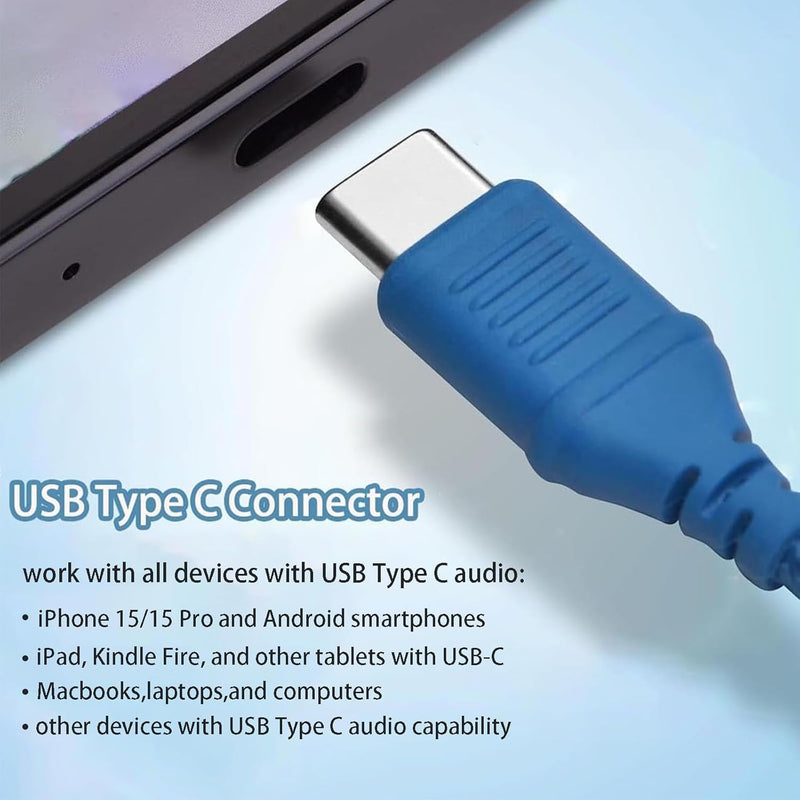 USB Type C On-Ear Kids Headphone for School, Wired Kids Headphones-Blue | 94 dB Volume Limiter USB C Wired On-Ear Headset for Kids/Toddlers/Children/Teens/Boys/Girls Blue