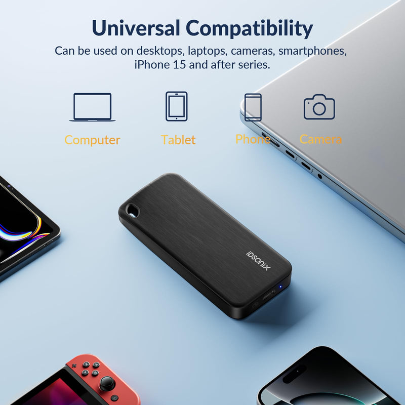 iDsonix Portable SSD 256GB External Hard Drive, USB 3.2 GEN 2 up to 1000MB/s External Solid State Drive with 2 in 1 USB C Cable Compatible with Xbox, PS5, Mac, PC, Laptop, Camera, i10PRO