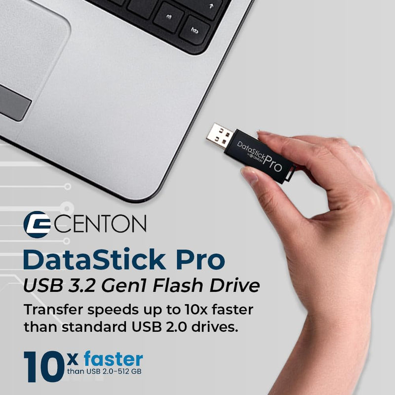 Centon DataStick Pro USB 3.2 Gen 1 Flash Drive 128GB x 3, Black (S1-U3P6-128G-3B) 128 GB (Pack of 3)