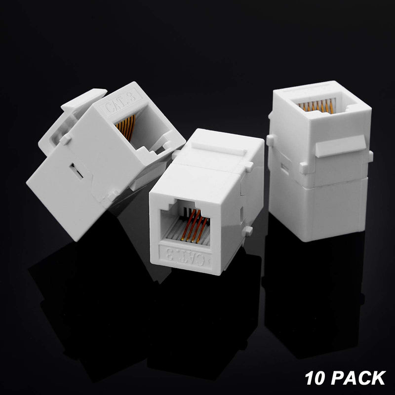 Weewooday Cat3 Telephone Jack Phone Line Connector Coupler Phone Female to Female Telephone Jack Coupler (white, 40 Pieces) White