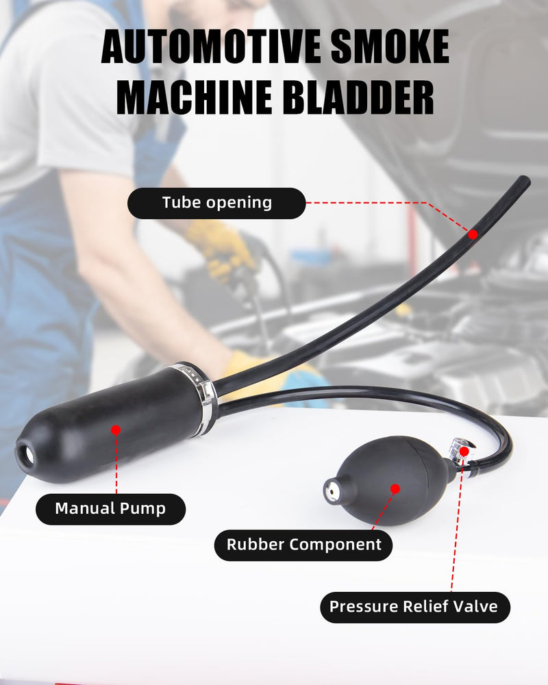 Inflatable Air Bladder for Smoke Machine Automotive, Universal Easy Intake Adapter for 12V Vehicle Pipes Fuel Leakage Detector Diagnositc Tester