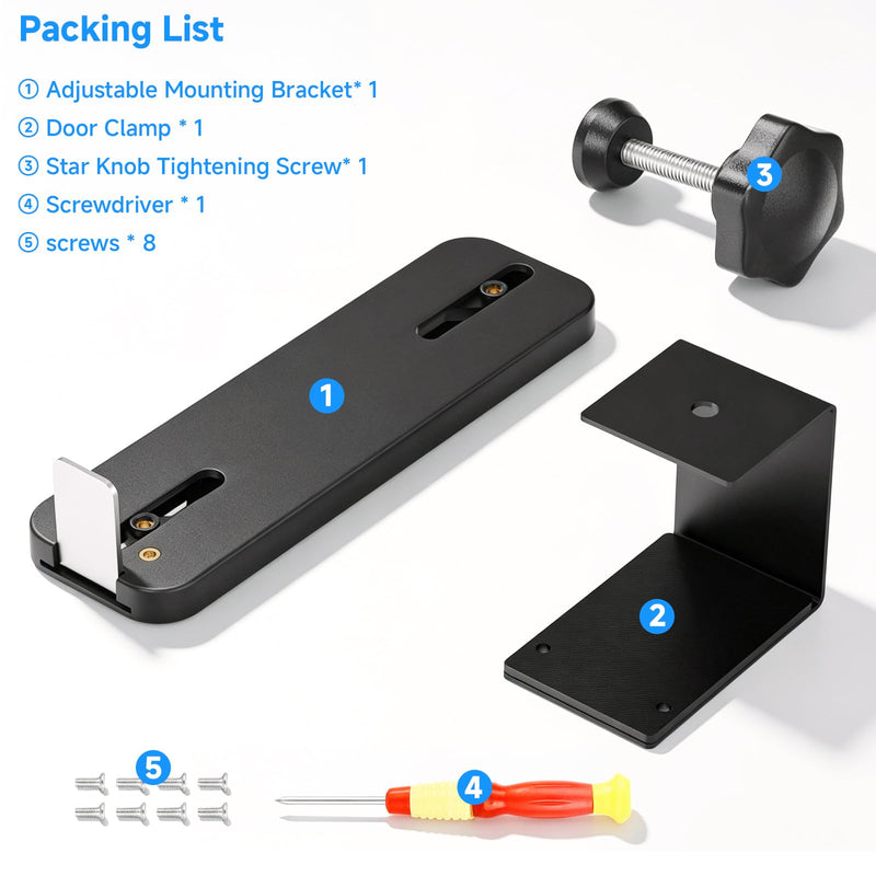 No Drill Anti-Theft Mount for Ring Battery Doorbell/Plus/Pro 2nd Gen(2026 Release), Adjustable Metal Door Clamp Holder for Ring Camera Doorbell, Doorbell Mounting Bracket for Apartment & Rental